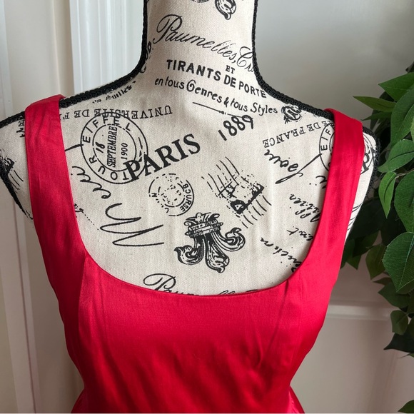 Forever 21 Bow Back Sleeveless Tulle Lined Satin Dress Red Sz M - Picture 3 of 16